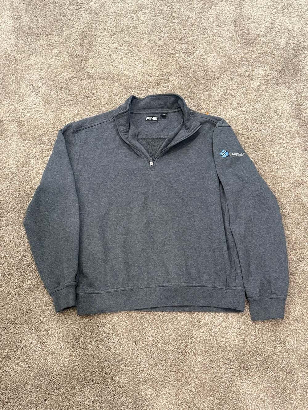 Ping Exopack Gray 1/4 Quarter Zip Pullover Sweatshirt Men's Size L